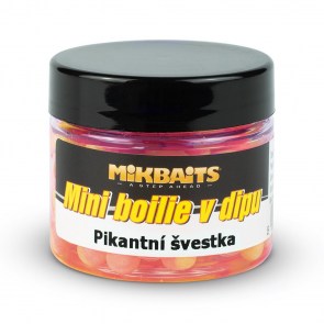 MIKBAITS Mini boilies v dipu 50ml Pikantní švestka